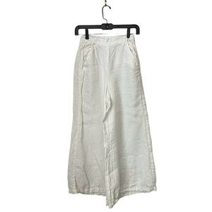CP Shades 100% Linen White Pants Womens Size XS FLAWED Flowy Wide Leg Elastic